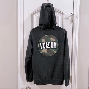 Men’s Volcom pullover hoodie size small charcoal grey sweatshirt